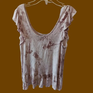 Willow young contemporary tye dye pullover ruffled hem sleeve size Small